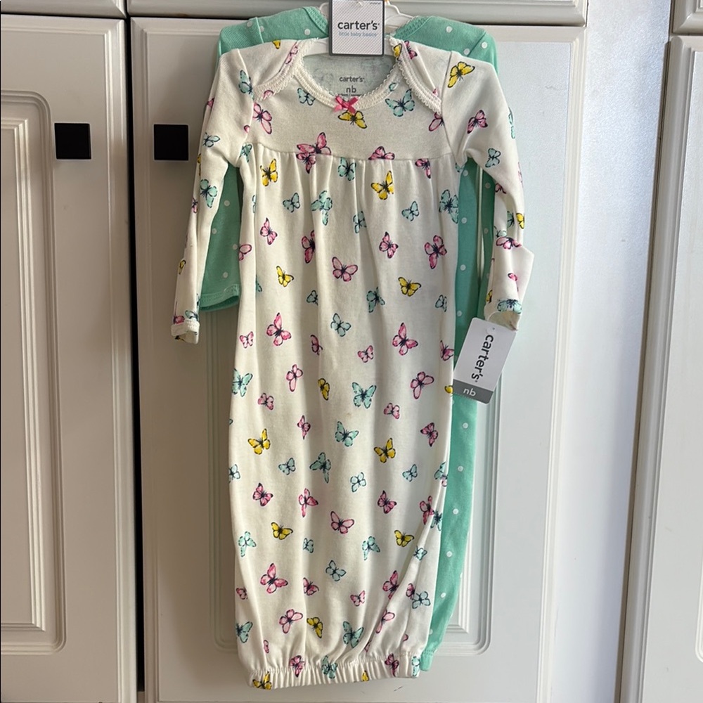 Carter's Butterfly and Polka Dot Sleep Sacks - White and Green